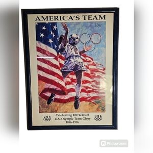America's Team 1996 soccer poster Aldo Luongo, America's team Olympic Soccer.